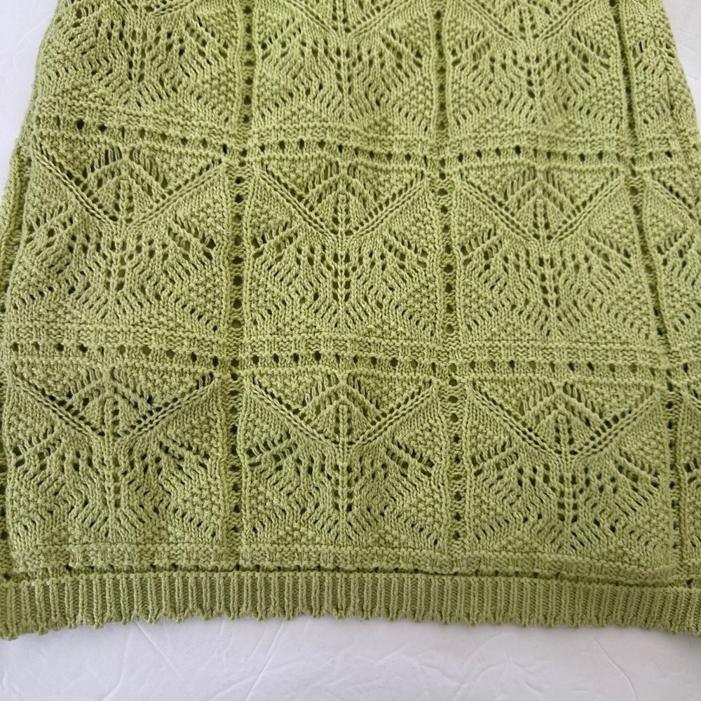 Freshman 1996 Crochet Knit Dress Women Small Lime Green Pointelle Crochet Boho - Picture 5 of 9